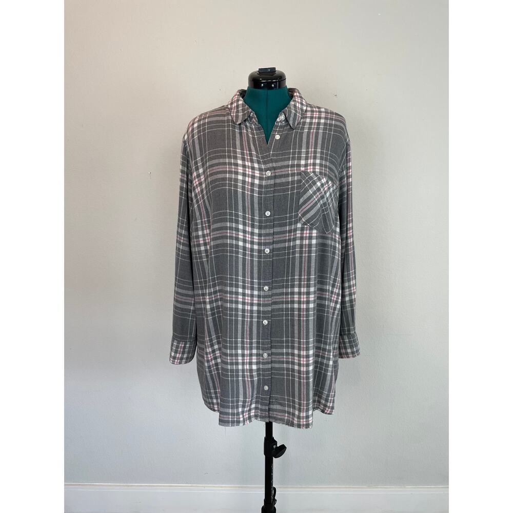 Ava & Viv Gray Flannel Shirt, Size 3X